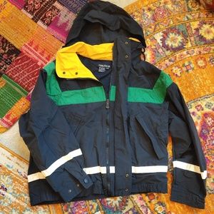 90s vintage Nautica navy blue yellow Rain jacket